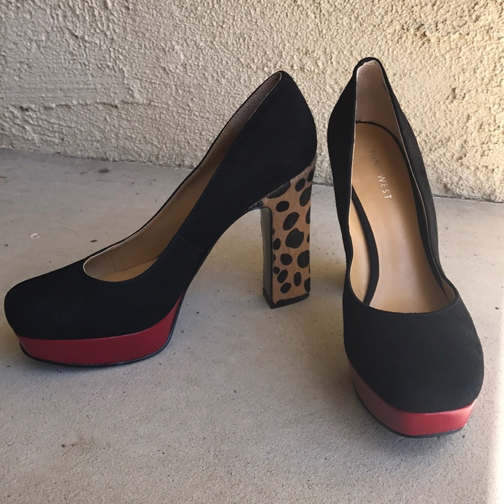 Nine West Loveo Leopard Suede Platform Pumps